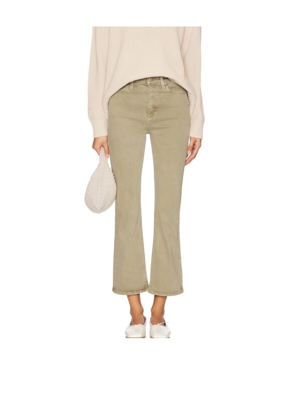 pistola Cropped Flare Jeans in Light Olive